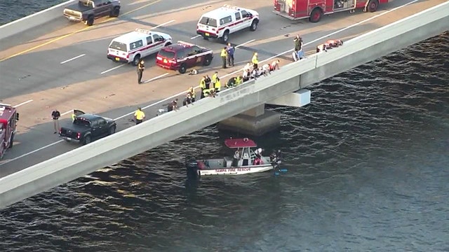 Vehicle flipped into Tampa Bay after crash on Howard Frankland Bridge