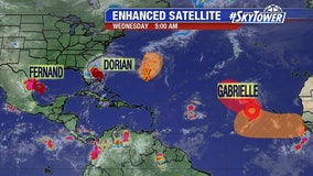 Tropical Storm Gabrielle forms; projected track keeps it in Atlantic Ocean