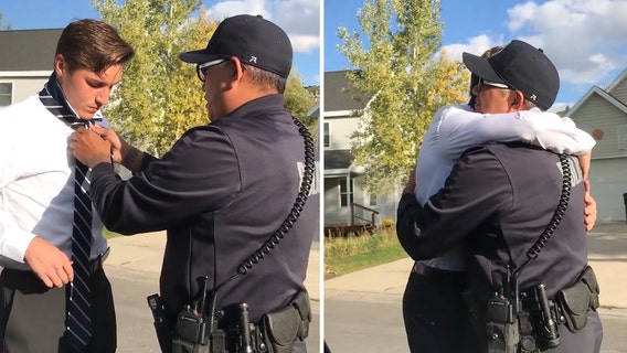 Video: Utah police officer teaches teen how to tie a tie