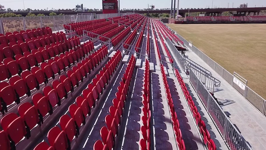 Aerial view of seats at Casino Arizona Field, home of the Phoenix Rising soccer team