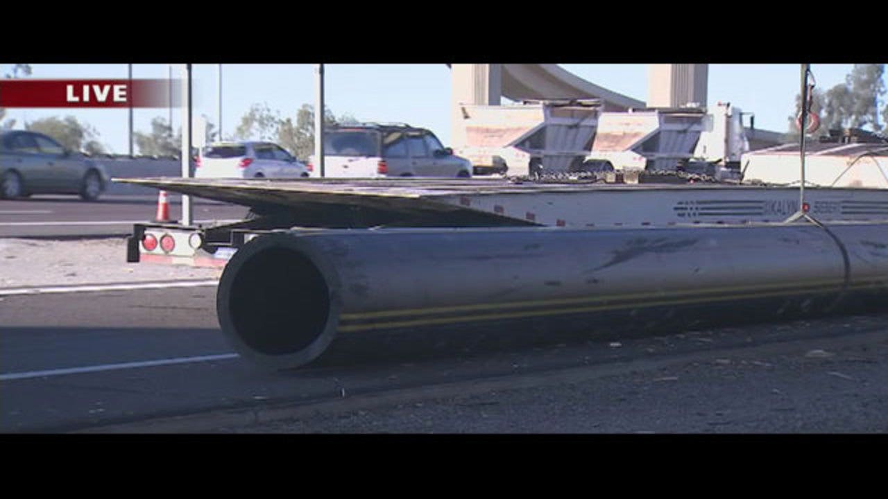 I-10 re-opens at Loop 101 after semi loses load of pipes | FOX 10 Phoenix
