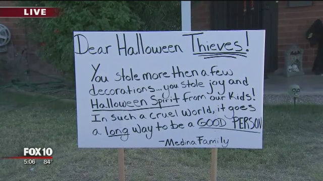 Scottsdale family has message for thieves who stole Halloween decorations
