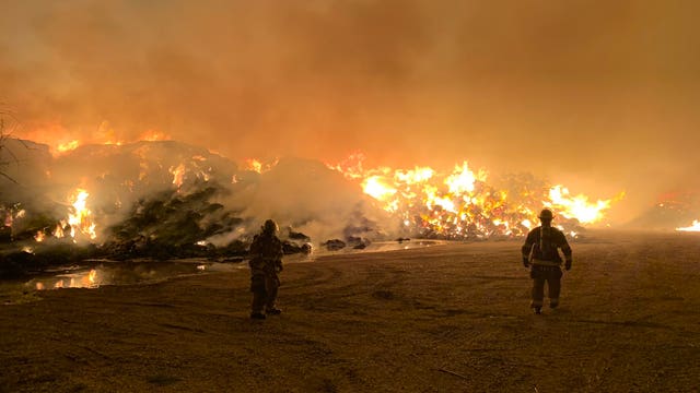 Smoke lingers from hay fire in southern Arizona