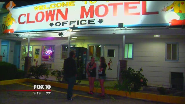 Inside Tonopah's famous Clown Motel