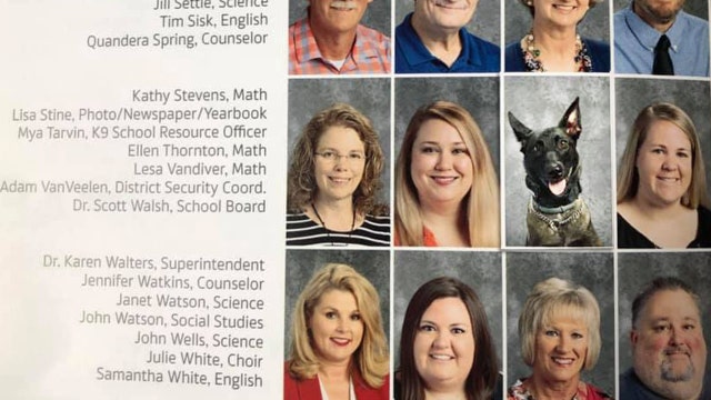 K-9 school resource officer's photo appears among faculty in high school yearbook