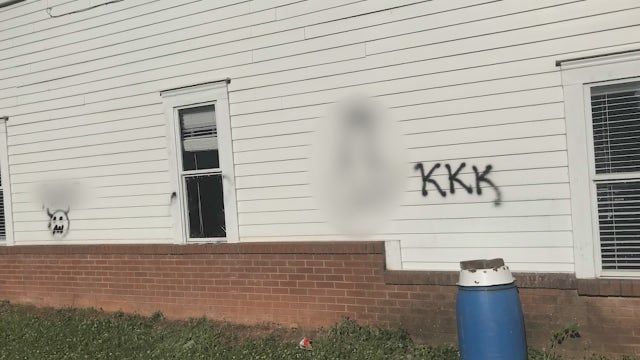 Spray-painted messages explain why crooks break into businesses but leave empty-handed