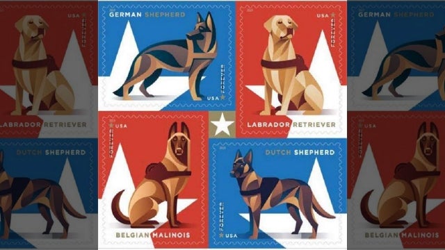 Military dogs to be honored on Postal Service stamps later this year