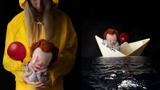 Newborn transformed into Pennywise for ‘It’-themed photo shoot