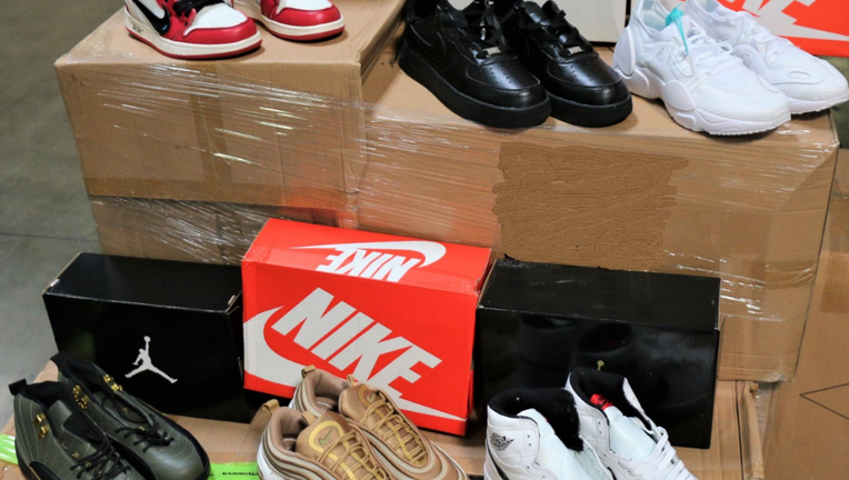fake Nike shoes seized at Los Angeles port