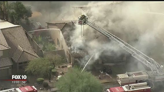 Firefighters battle 1st-alarm house fire in Chandler
