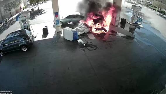 Surveillance video of fiery crash at Chandler gas station released