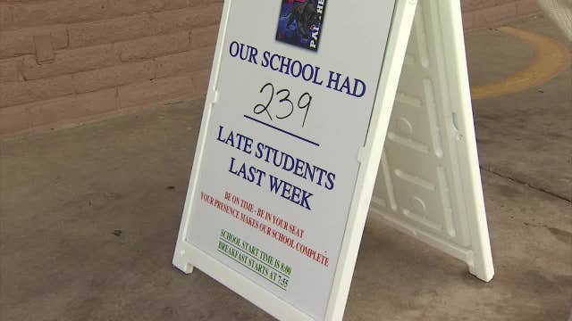 Phoenix school places tardy board in front of school to cut down on number of late students