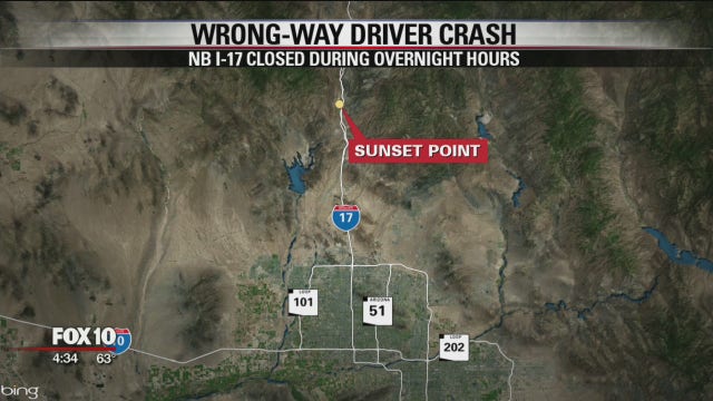 Multiple people injured in wrong-way crash on I-17 north of Phoenix