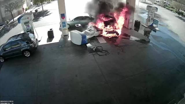Surveillance video of fiery crash at Chandler gas station released