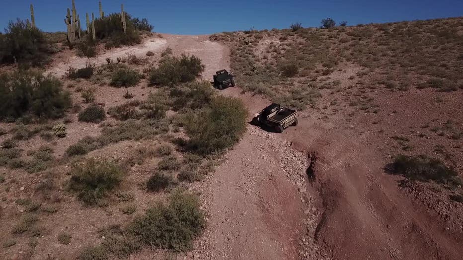 Photo of two finished Tomcars in the desert