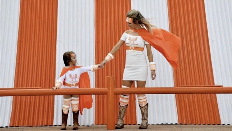 It was too cold on Halloween for Hailee Bage and daughter Mattie to wear their homemade Whataburger superhero costumes as planned, so the duo rocked its outfits at a photo shoot a few weeks later.