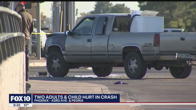 2 adults, 1 child transported to trauma centers after 2-vehicle crash in Phoenix