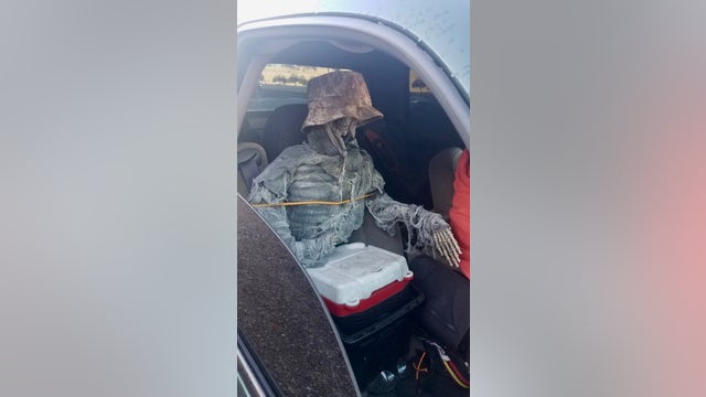 Nice try: DPS cites driver accused of passing off skeleton as a passenger while driving in the HOV lane