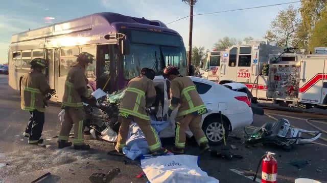 Mesa Fire: 1 person dead following crash involving Valley Metro bus