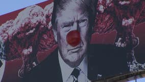 3D red nose placed on Trump billboard in downtown Phoenix