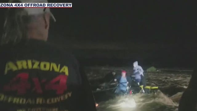 Crews perform dramatic rescue of a man and his truck stuck in Tonto Basin flood waters