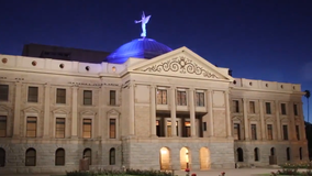 Arizona state capitol lit blue for hospital workers, first responders