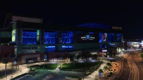 Chase Field lit in blue in honor of front line medical professionals