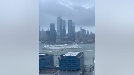 Navy ship Comfort sent to aid NYC hospitals departs Manhattan's west side