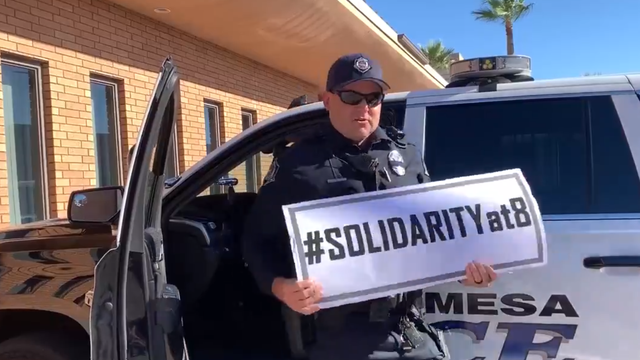 Mesa police officers applaud healthcare workers