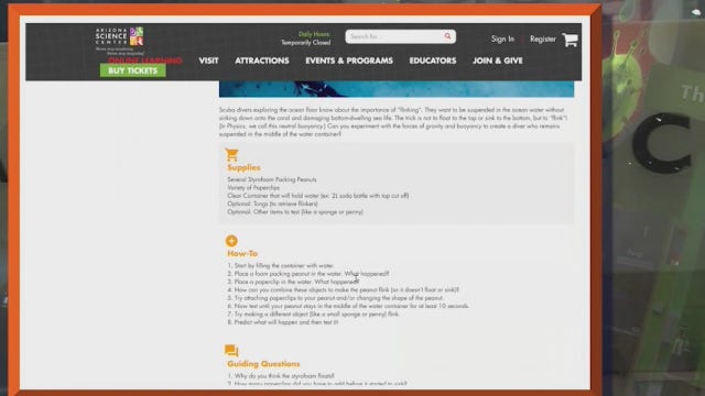Arizona Science Center offers free weekly lesson plans for kids