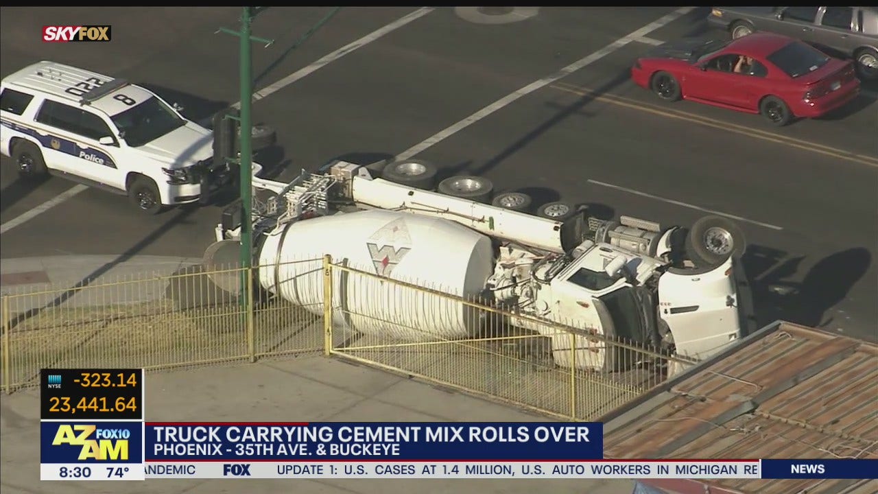 One Injured In Phoenix Cement Truck Rollover Crash