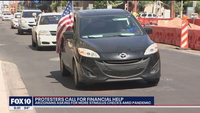 Protesters in downtown Phoenix ask for monthly pay during pandemic