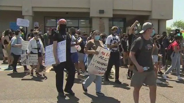 Police: Flash bangs, pepper balls deployed during protests near President Trump event in North Phoenix