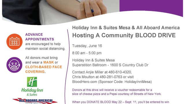 Want a free COVID-19 antibody test? Donate blood in Mesa on June 16