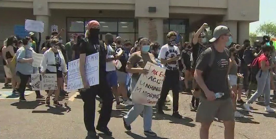 Police: Flash bangs, pepper balls deployed during protests near President Trump event in North Phoenix