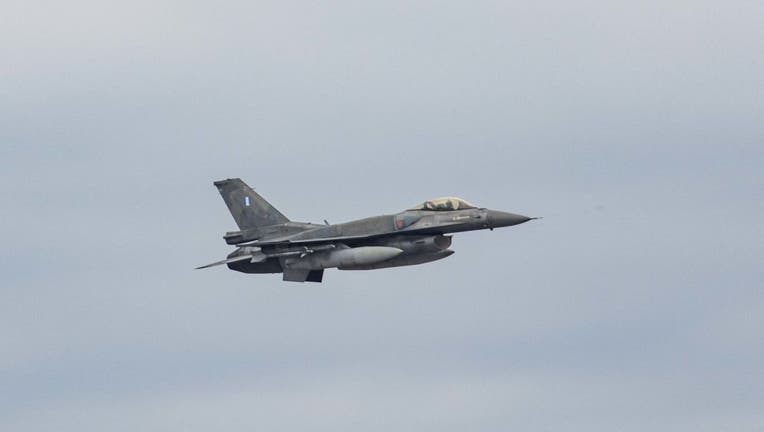 F16 Fighter Jets Fly Over Thessaloniki City