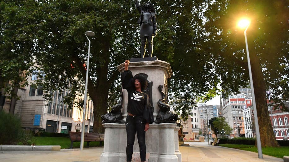 Statue Of BLM Protester Placed On Colston Plinth In Bristol