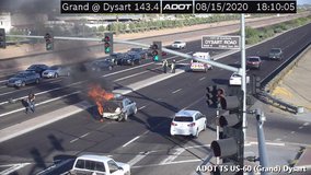 Vehicle fire in Surprise slows traffic as crews work to clear the road