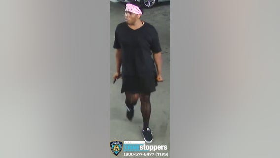Police hunt suspect in black dress, pink bandana who stabbed man in parking garage