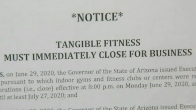 State demanding Phoenix's Tangible Fitness to close after reopening despite governor's orders