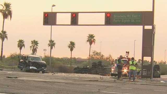 PD: 3 seriously injured after car crashes into dairy truck in Tempe