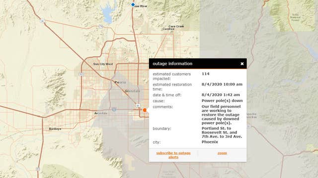 Downed power lines from fire leave over 100 without power in Downtown Phoenix area