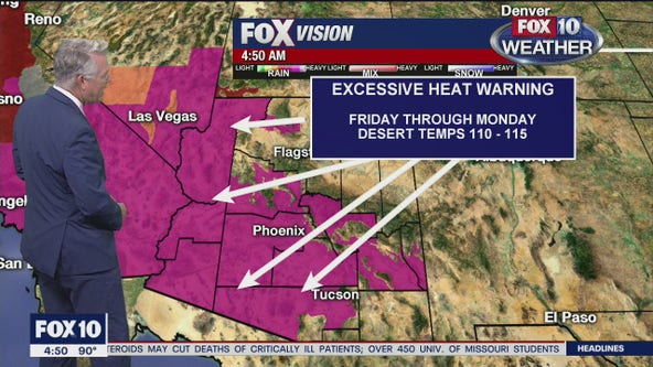 Excessive heat warnings issued for desert areas of Arizona, Nevada