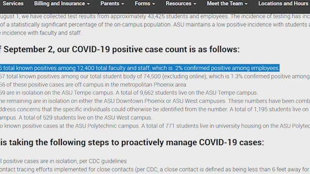 ASU: COVID-19 cases decreasing because it reports active cases, plans to change reporting method