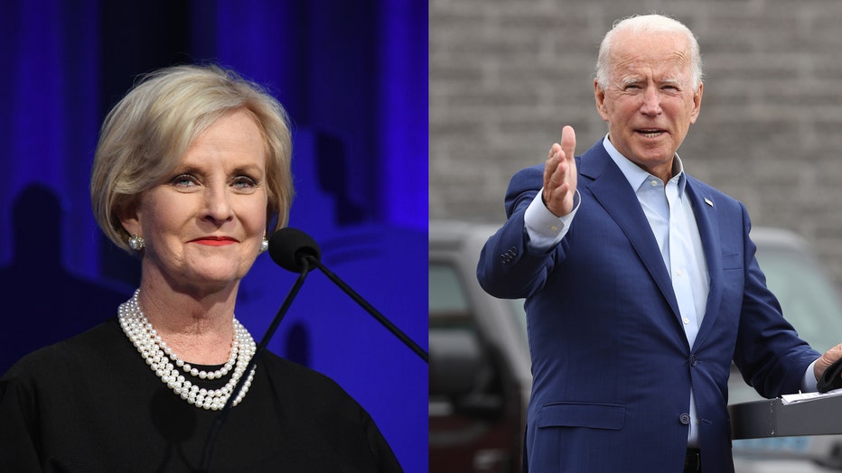 Cindy Mccain, left. Joe Biden, right.
