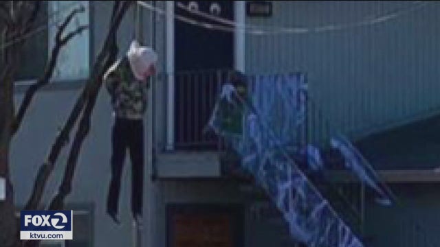 Mother says Halloween hangman display misinterpreted by neighbors