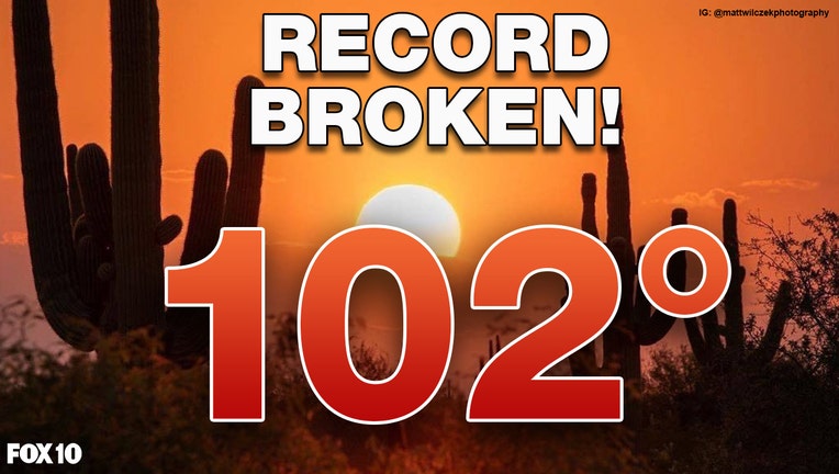 102°F heat in the Valley on 10/16/2020, breaking temperature records