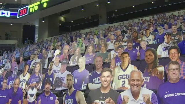 Student cut-outs to fill the stadium during Grand Canyon University first home basketball game