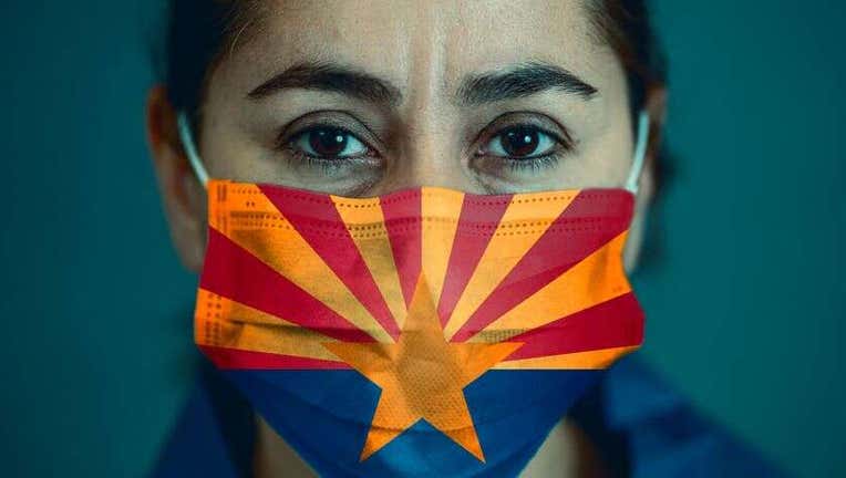 Face mask with Arizona flag