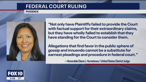 Federal judge dismisses lawsuit that seeks to undo Biden's Arizona win; Trump lawyers to appeal
